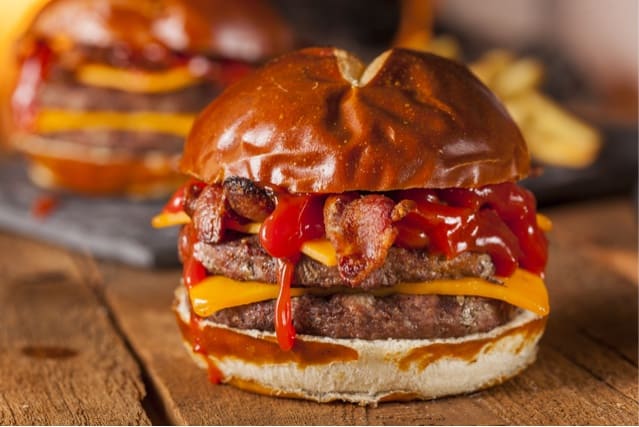 bacon cheeseburger, high-fat food