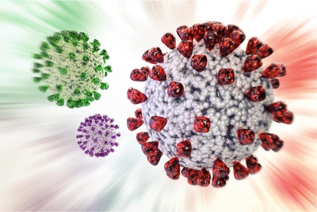 Illustration depicting coronavirus variants.