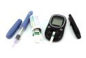 Kit for measuring blood glucose levels and insulin.