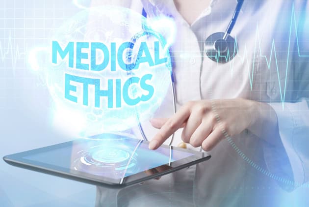 Medical ethics and artificial intelligence concept.