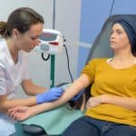 Cancer patient receiving chemotherapy.