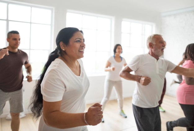 Group exercise class.