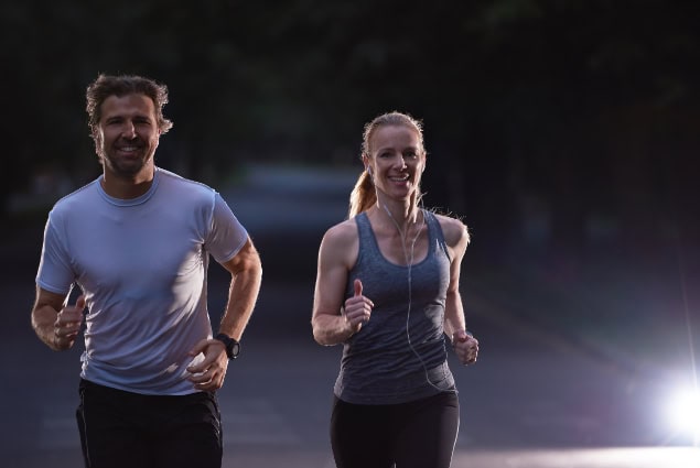 Couple jogging early in the morning.