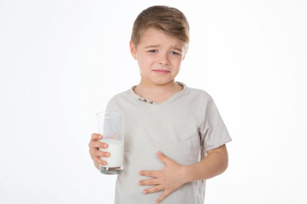Boy with milk allergy.