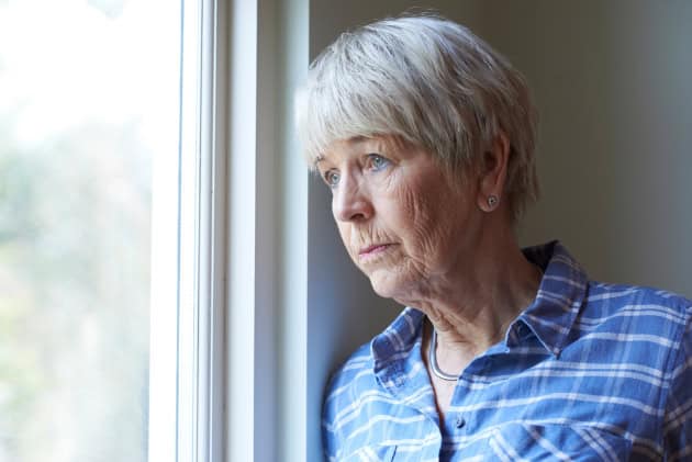 Older woman suffering from depression.