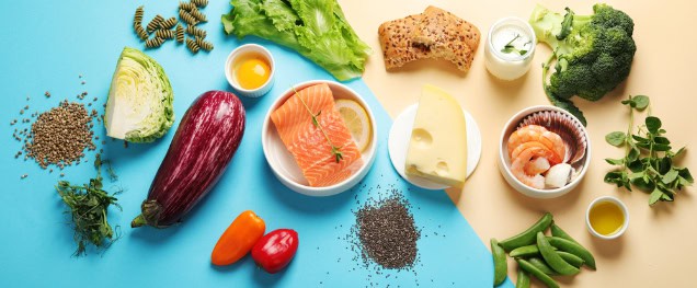 Foods of the Mediterranean and pescatarian diets.