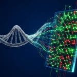 Illustration of the new blood test, which uses a DNA chip to detect the tumor’s biological fingerprint.