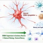 Excitatory neuronal ERBB4 as a common driver of Alzheimer’s disease pathology (illustratiion).