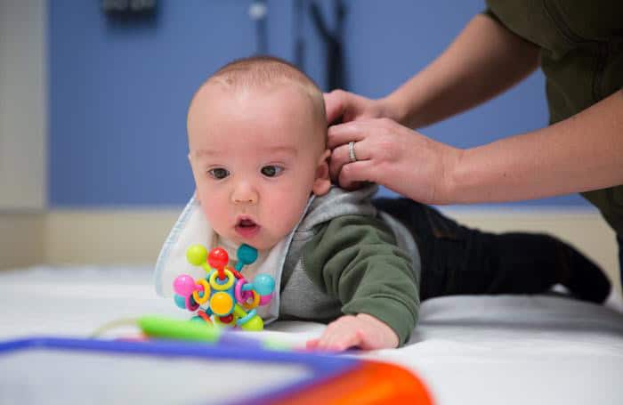 Infant at medical clinic.